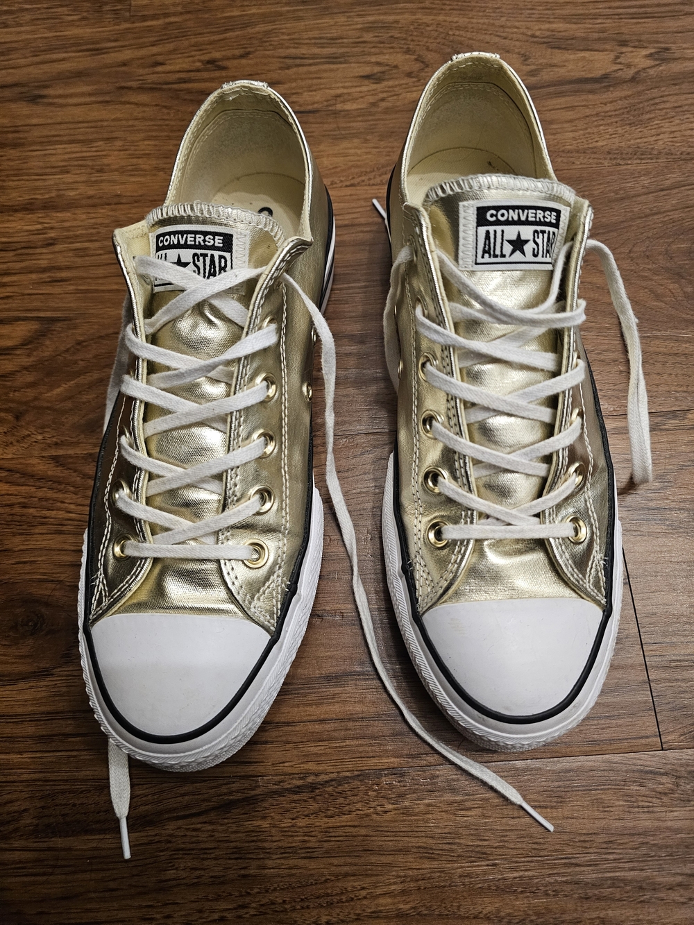 Converse All Star Metallic Gold Low Top Platform Sneakers